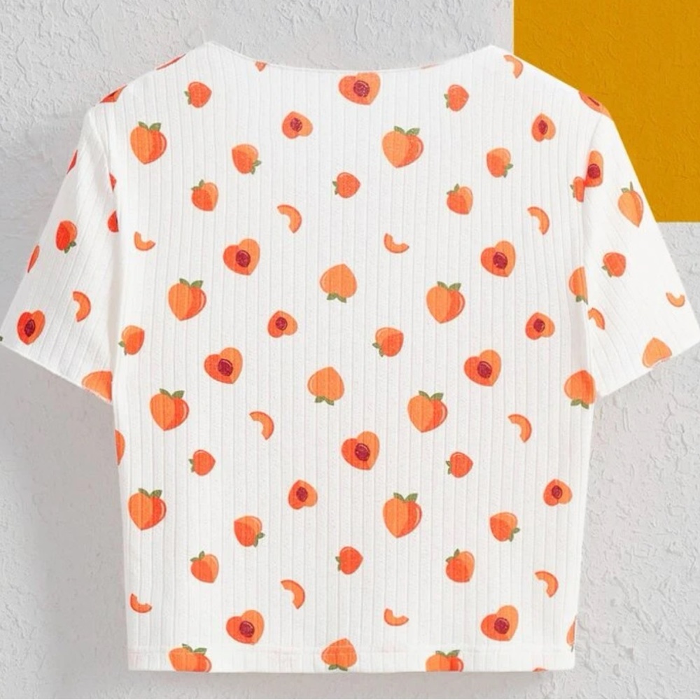 Peach Print Ribbed Tee - Picture 2 of 7